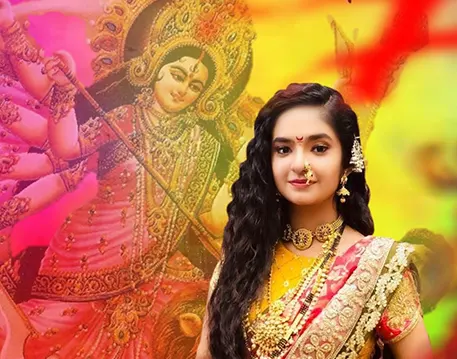 Happy Durga Puja Background Girl
